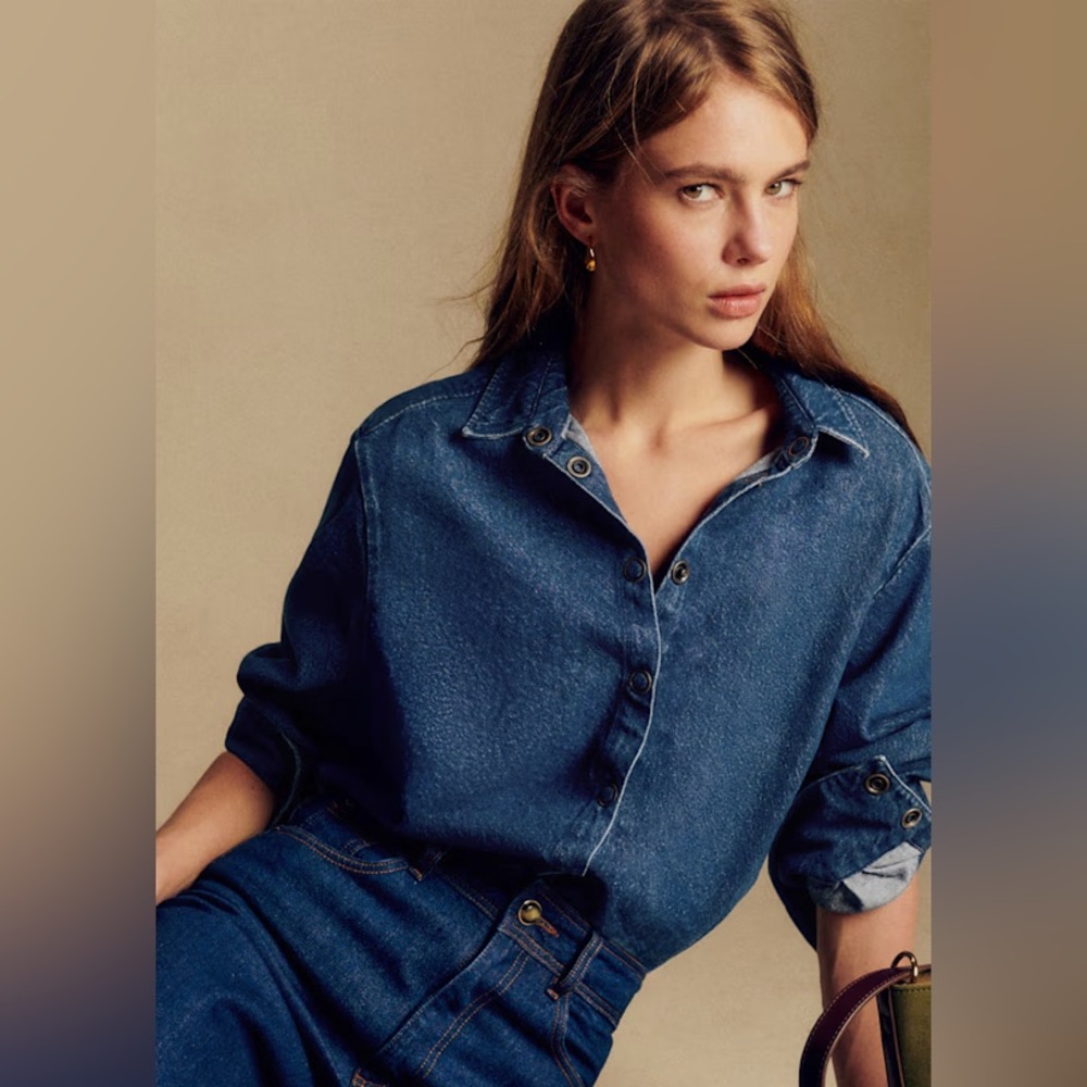 Sezane Aileen Shirt Deep Blue - Size 6